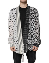 Dolce & Gabbana Schwarz-Weiß Polka Dots Seide Herren Freizeithemd