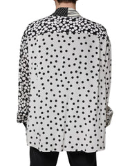 Dolce & Gabbana Schwarz-Weiß Polka Dots Seide Herren Freizeithemd