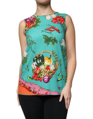 Dolce & Gabbana Ärmelloses Tanktop mit mehrfarbigem Gemüse-Print
