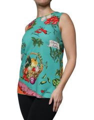 Dolce & Gabbana Ärmelloses Tanktop mit mehrfarbigem Gemüse-Print
