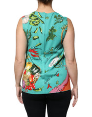 Dolce & Gabbana Ärmelloses Tanktop mit mehrfarbigem Gemüse-Print
