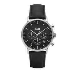 Cluse Black Leather Dress Watch