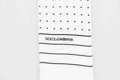 Dolce & Gabbana White Polka Dotted Silk Skinny Scarf