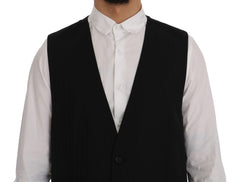 Dolce & Gabbana Schwarze STAFF Weste aus Wolle mit Stretchanteil