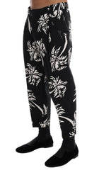 Dolce & Gabbana Schwarze Baumwoll-Stretchhose mit Bäumen