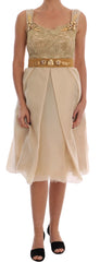 Dolce & Gabbana Goldseidenkleid mit Kristallverzierung