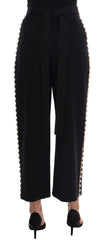 Dolce & Gabbana Schwarze Hose aus Wollstretch mit Kristallen