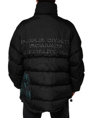Dolce & Gabbana – Schwarze Pufferjacke aus Nylon für Herren mit durchgehendem Reißverschluss