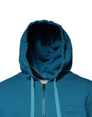 Dolce & Gabbana Blaues Baumwoll-Kapuzen-Sweatshirt mit Logo