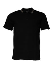 Versace Schwarzes Viscose Poloshirt mit Kragen und kurzen Ärmeln