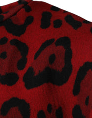 Dolce & Gabbana rotes ärmelloses T-Shirt aus Baumwolle mit Leopardenmuster
