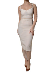 Dolce & Gabbana – Weißes, transparentes Tüll-Bustier-Midikleid mit figurbetontem Schnitt