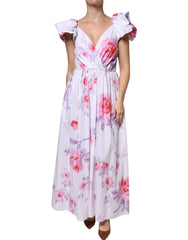 Philosophy – Weißes Maxikleid aus Baumwolle mit Blumenmuster