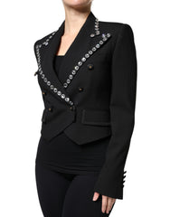 Dolce & Gabbana Zweireihiger Blazer aus schwarzem Kristall