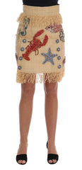 Dolce & Gabbana Kristal Beige Palmvezel Rok
