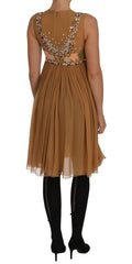 Dolce & Gabbana Kristallseide Gold A-Linien-Abendkleid