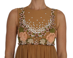 Dolce & Gabbana Kristallseide Gold A-Linien-Abendkleid