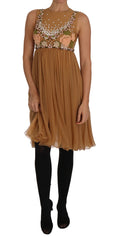 Dolce & Gabbana Kristallseide Gold A-Linien-Abendkleid