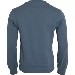 Dolce & Gabbana Blauer Baumwoll Rundhals Pullover für Herren mit Logo-Patch