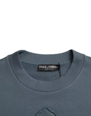 Dolce & Gabbana Blauer Baumwoll Rundhals Pullover für Herren mit Logo-Patch