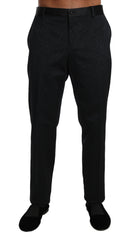 Dolce & Gabbana Schwarze Hose aus Baumwollbrokat