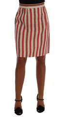 Dolce & Gabbana Mehrfarbiger Portofino-Streifen-Midi-Rock aus Baumwolle