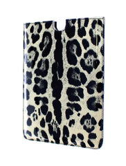 Dolce & Gabbana Tablet-Hülle aus Leder mit weißem Leopardenmuster