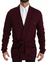 Dolce & Gabbana Bordeaux Kaschmir Cardigan mit Krone