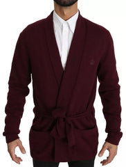 Dolce & Gabbana Bordeaux Kaschmir Cardigan mit Krone