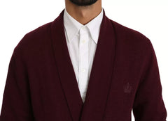 Dolce & Gabbana Bordeaux Kaschmir Cardigan mit Krone
