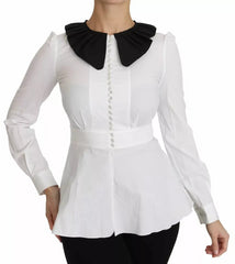 Dolce & Gabbana Schwarz Weiß Dekorative Knöpfe Oberteil Hemdbluse