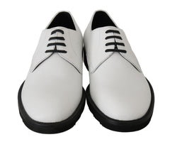 Dolce & Gabbana White Leather Derby Dress Formal Shoes