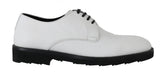 Dolce & Gabbana Weiße Leder Derby-Schnürschuhe