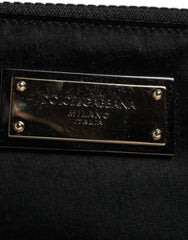 Dolce & Gabbana – Schwarze Clutch aus Nylon mit Schlüsselanhänger und Logo-Schild