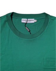 Dolce & Gabbana Grünes Logo Rundhals Kurzarm T-Shirt