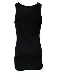 Dolce & Gabbana Schwarzes ärmelloses Rundhals-Tanktop aus Baumwolle