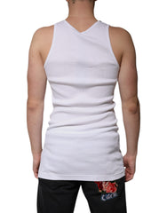 Dolce & Gabbana weißes ärmelloses Tanktop aus Baumwolle mit Rundhalsausschnitt