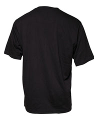 Dolce & Gabbana Schwarzes Baumwoll-T-Shirt mit Logo-Print und Rundhalsausschnitt