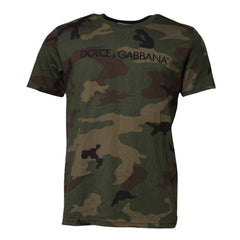 Dolce & Gabbana Baumwoll-T-Shirt mit Rundhalsausschnitt und mehrfarbigem Camouflage-Muster
