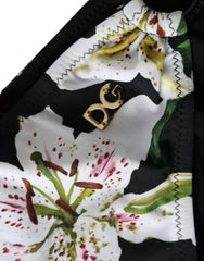 Dolce & Gabbana Schwarze Lilien-Print Bademoden-Hose Strandbekleidung Bikini