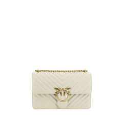 PINKO White Calf Leather Bos Taurus Shoulder Bag