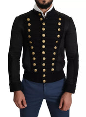 Dolce & Gabbana – Schwarze Militärjacke mit Knopfverzierung