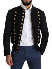 Dolce & Gabbana – Schwarze Militärjacke mit Knopfverzierung