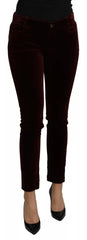Dolce & Gabbana Bordeauxrote Samthose aus Stretch im Slim Fit