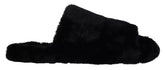 Dolce & Gabbana Schwarze Polyester-Kunstfell-Herren-Sandalen