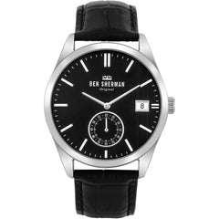 Ben Sherman Schwarze Lederarmbanduhr