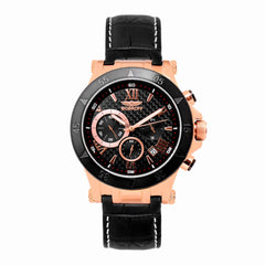 Bobroff Schwarze Lederarmbanduhr