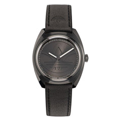 Adidas Schwarze Leder-Armbanduhr