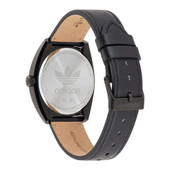 Adidas Schwarze Leder-Armbanduhr