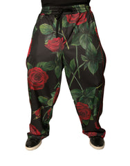 Dolce & Gabbana – Schwarze Jogginghose aus Polyester mit Blumenmuster